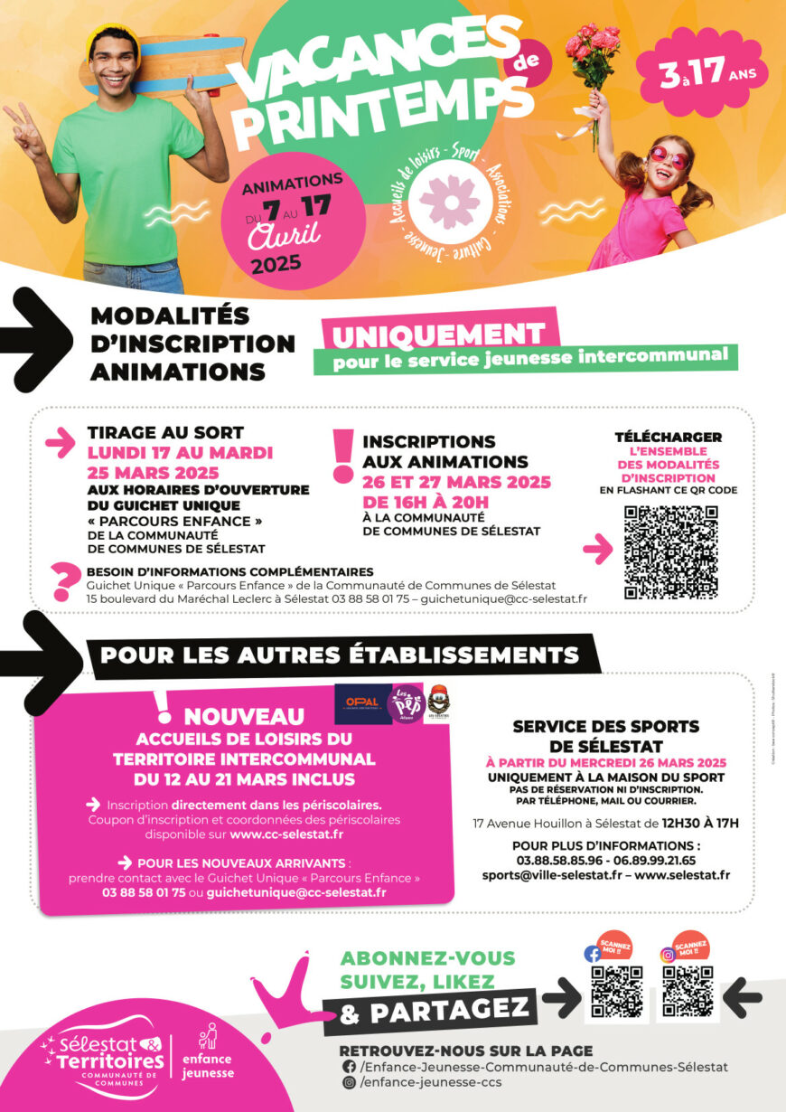 Animations vacances scolaires de printemps 2025